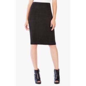 Catherine Malandrino Black Faux Suede Midi  Skirt